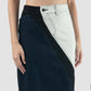 Black-white woven triple denim skirt