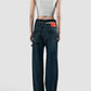 Blue woven signature wrap denim pants