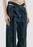 Blue woven signature wrap denim pants