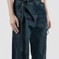 Blue woven signature wrap denim pants