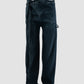 Blue woven signature wrap denim pants