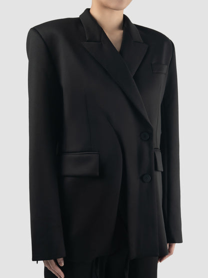 Black Woven Signature Split Blazer