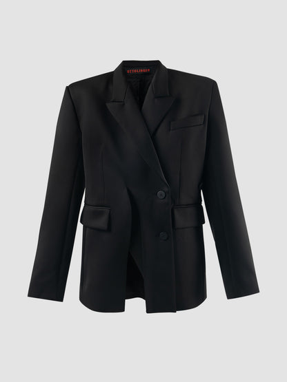 Black Woven Signature Split Blazer