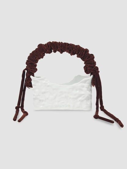 White Otto Signature Ruffle Baguette Bag