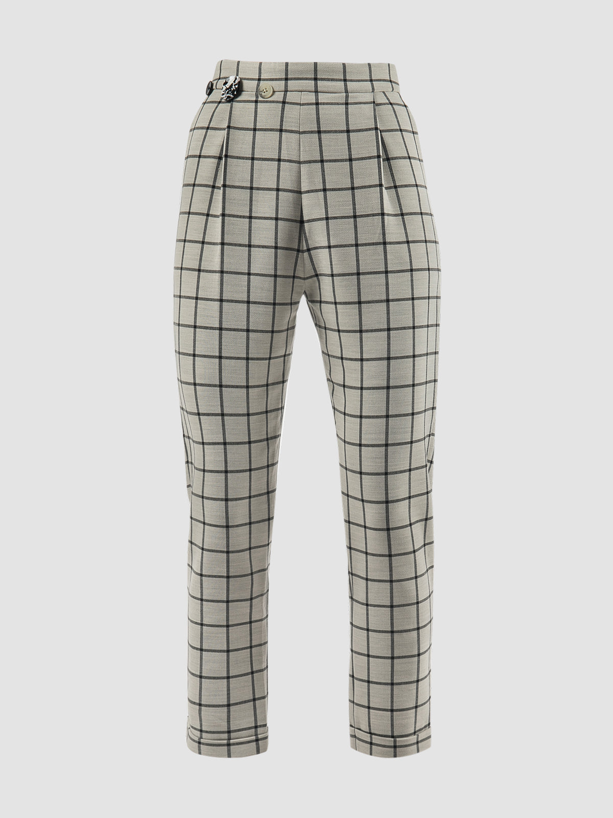 White Hoopoe pants with black graph pattern