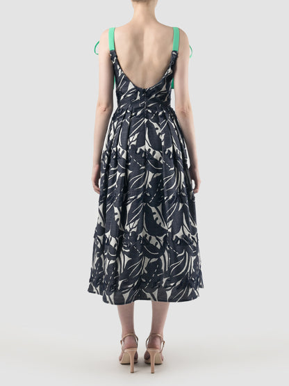 Cantilena Dress In Dark Blue/Fern Green