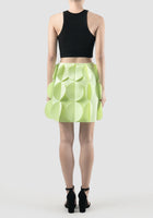 Tristus deco green statement mini skirt with scalloped lapels