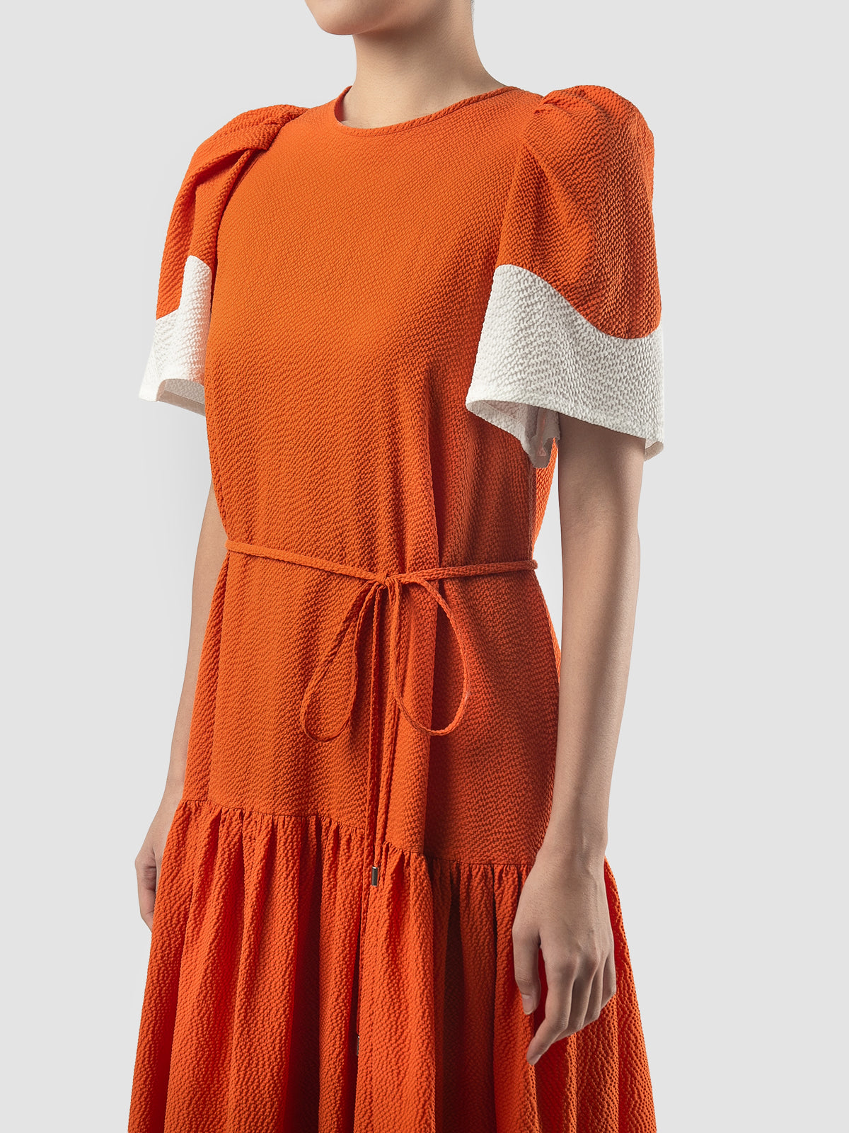 Orange Nautius tiered maxi dress