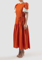 Orange Nautius tiered maxi dress