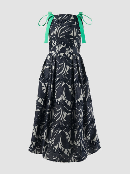 Cantilena Dress In Dark Blue/Fern Green