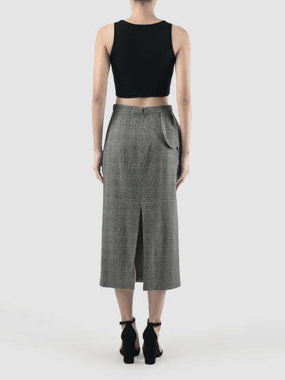 Grey Hokke midi plaid skirt