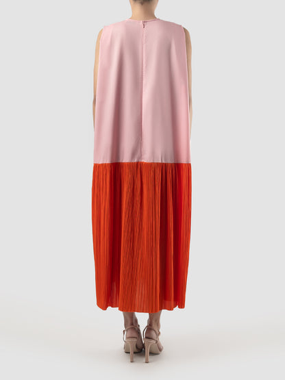 Rose pink-orange Haddock pleat dress