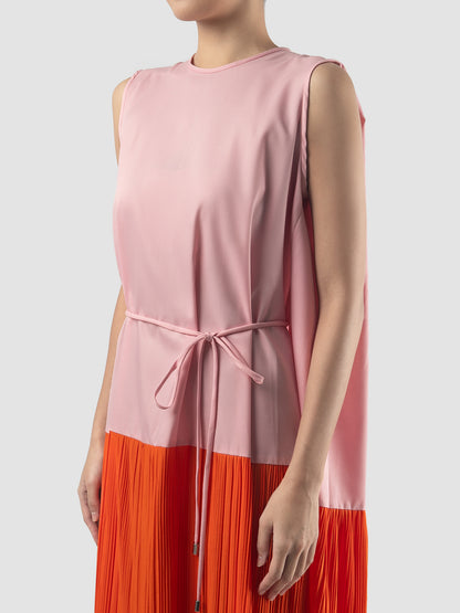 Rose pink-orange Haddock pleat dress