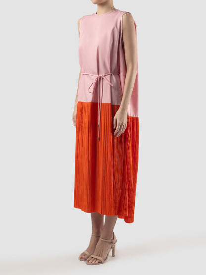 Rose pink-orange Haddock pleat dress