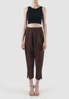 Saddle brown Thorn pleated tapered pants