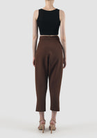 Saddle brown Thorn pleated tapered pants