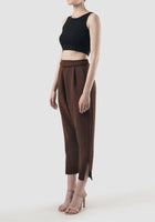 Saddle brown Thorn pleated tapered pants