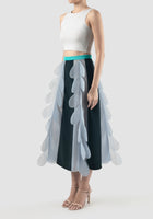 Dark teal-ash blue Merfolk midi skirt