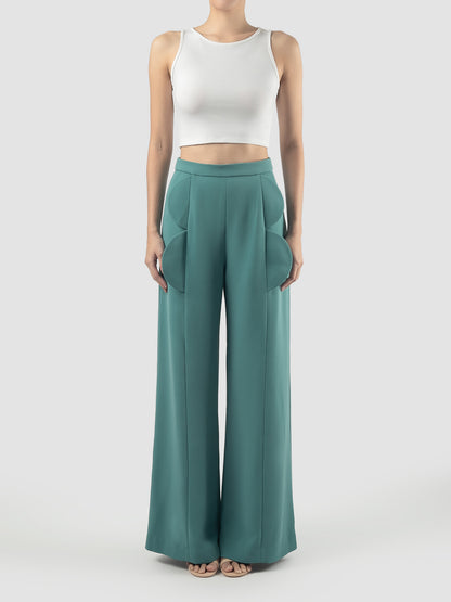 Mineral green Sardine wide pants