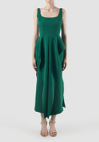 Parsley green crepe Jesamine voluminous midi dress