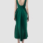 Parsley green crepe Jesamine voluminous midi dress