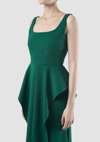 Parsley green crepe Jesamine voluminous midi dress