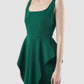 Parsley green crepe Jesamine voluminous midi dress