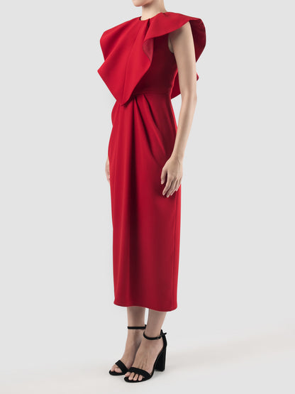 Ruvido red sleeveless midi dress