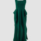 Parsley green crepe Jesamine voluminous midi dress