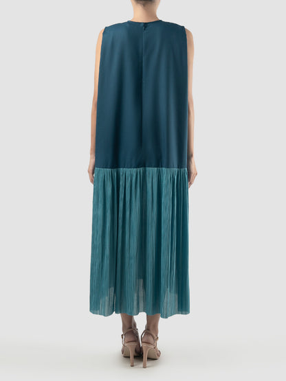 Nile blue-turquiose Haddock pleat dress