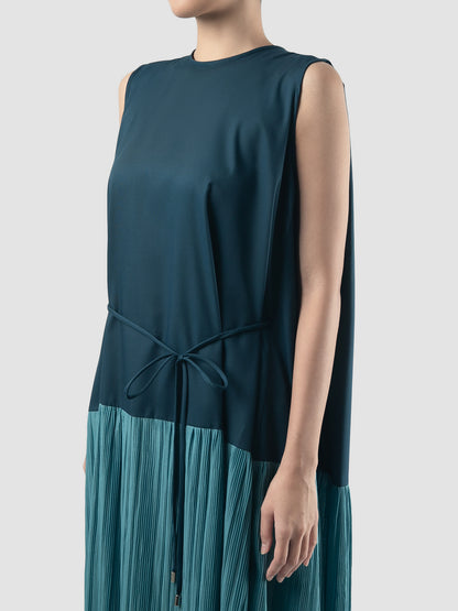 Nile blue-turquiose Haddock pleat dress