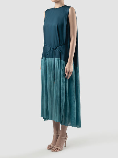 Nile blue-turquiose Haddock pleat dress