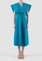 Conductor cyan blue midi-dress