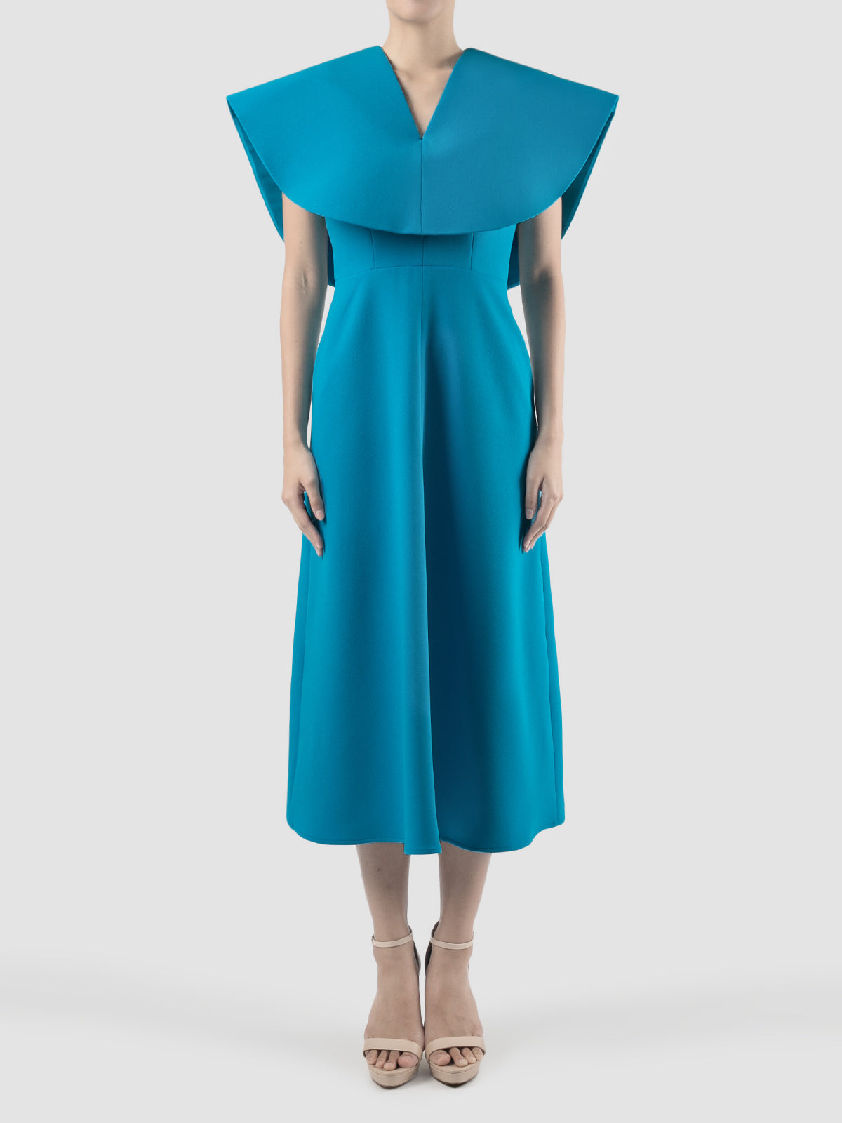 Conductor cyan blue midi-dress