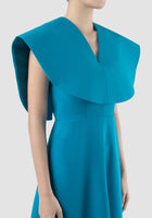 Conductor cyan blue midi-dress