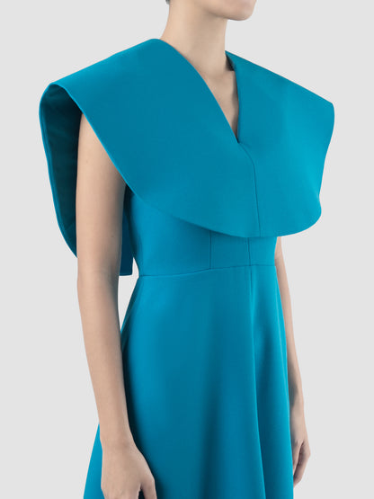 Conductor cyan blue midi-dress