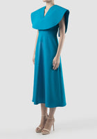 Conductor cyan blue midi-dress