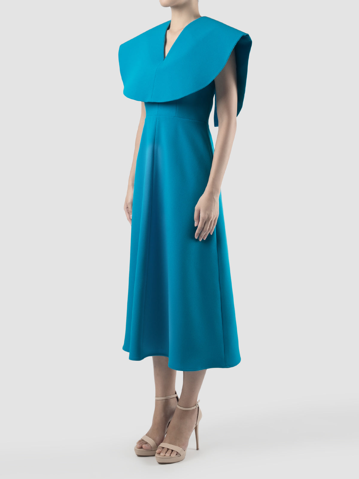 Conductor cyan blue midi-dress