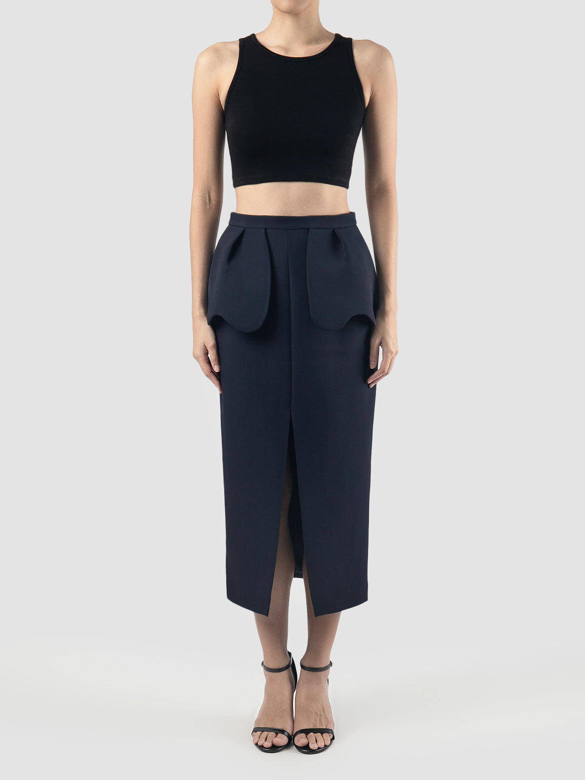 Dark blue Prawn midi skirt