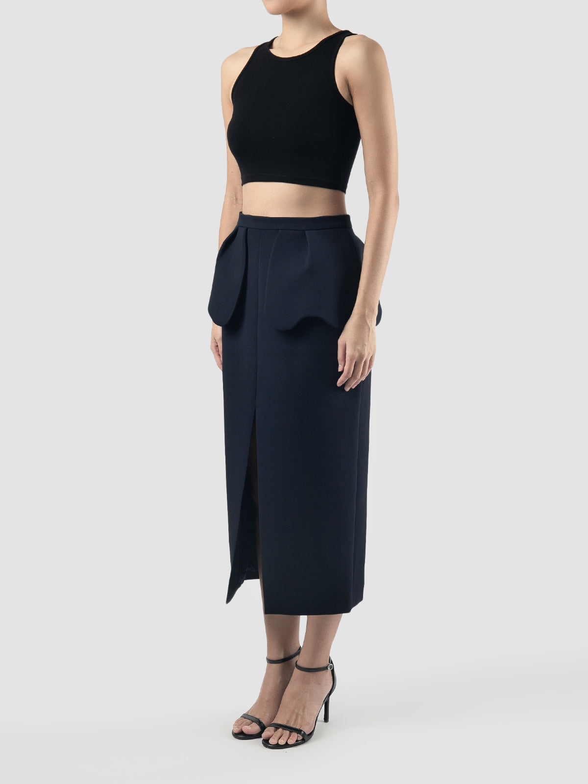 Dark blue Prawn midi skirt