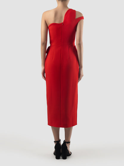 Scarlet red Marlin one-shoulder dress