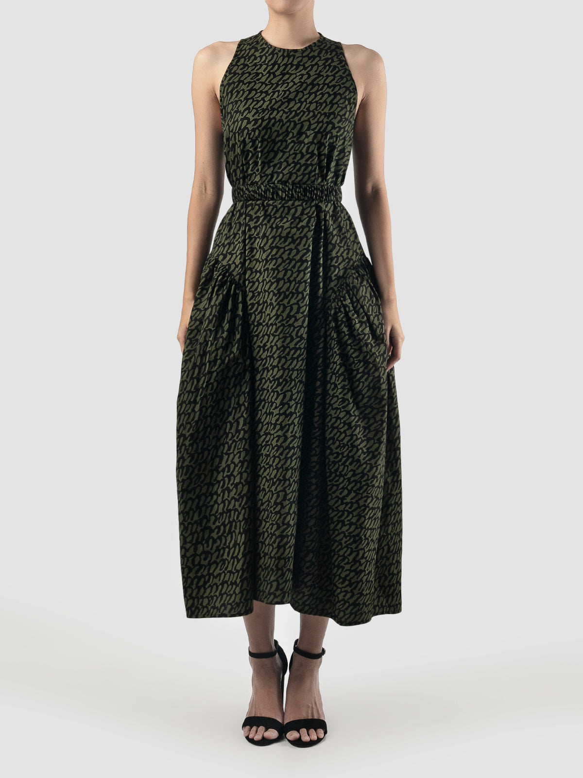 Green Seagull printed maxi dress