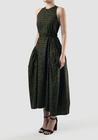 Green Seagull printed maxi dress