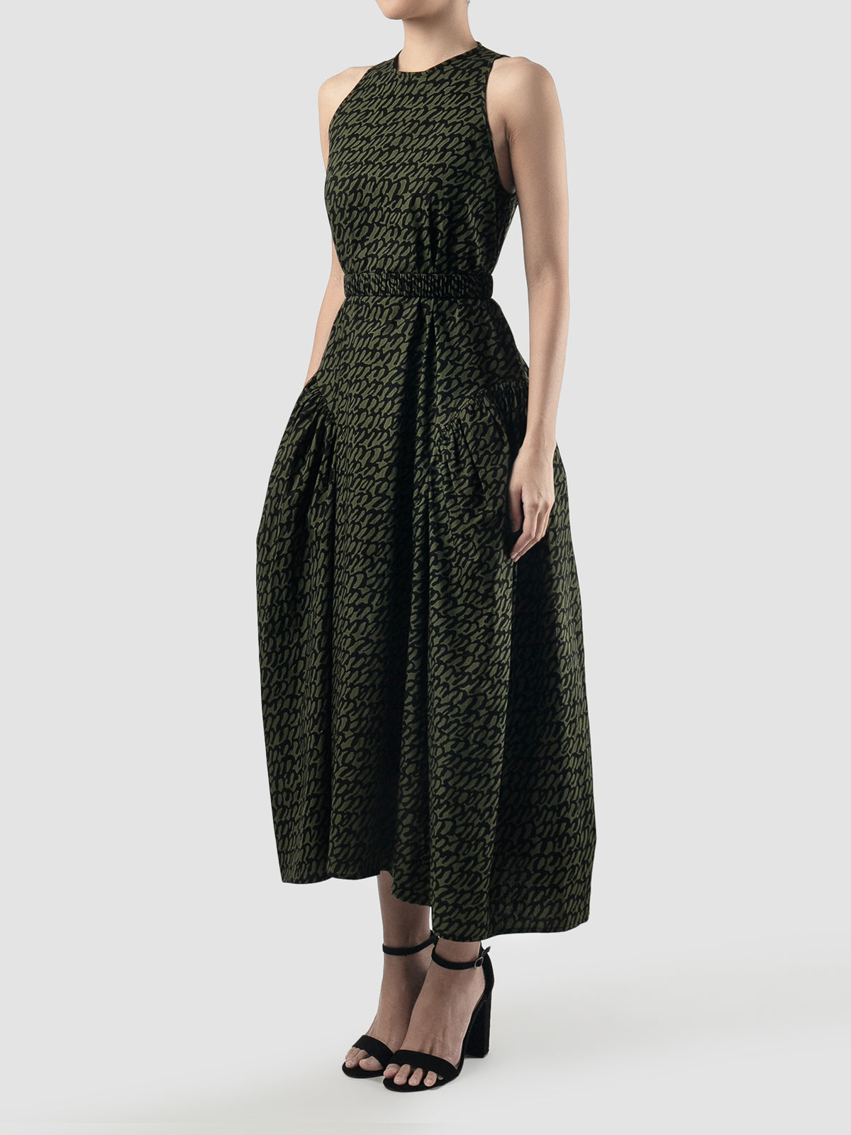 Green Seagull printed maxi dress