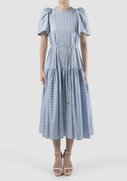 Soprano sky blue striped tiered maxi dress