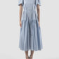 Soprano sky blue striped tiered maxi dress