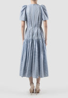 Soprano sky blue striped tiered maxi dress