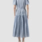 Soprano sky blue striped tiered maxi dress