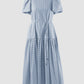 Soprano sky blue striped tiered maxi dress