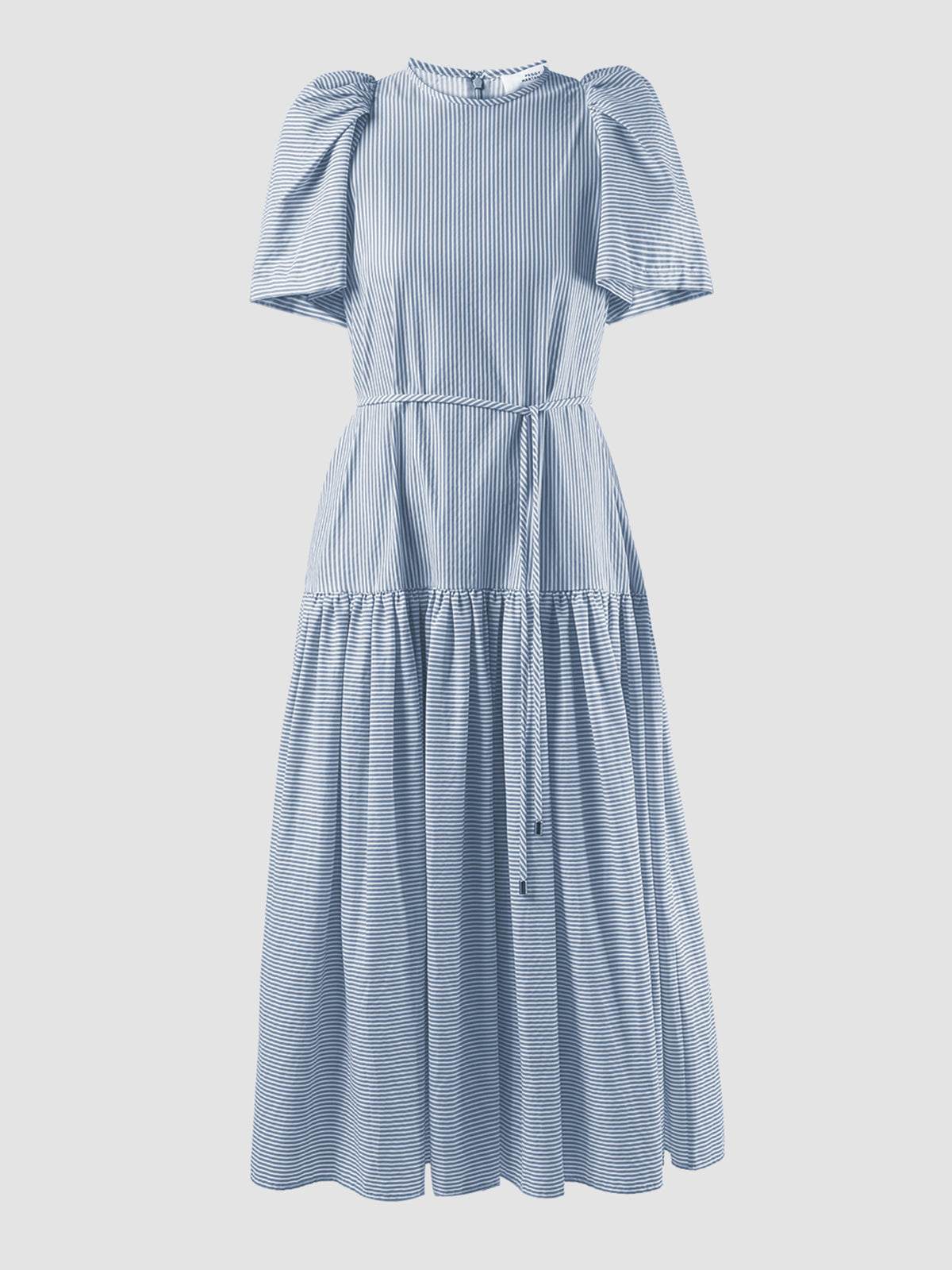 Soprano sky blue striped tiered maxi dress